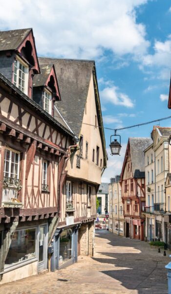 Traditional timbered house in Laval, France Traditional half-timbered house in Laval - Pays de la Loire, France