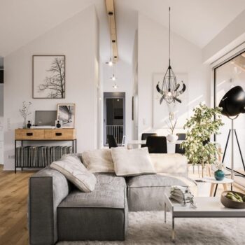 view inside modern luxury attic loft apartment - 3d rendering view inside modern luxury attic loft apartment - 3d rendering